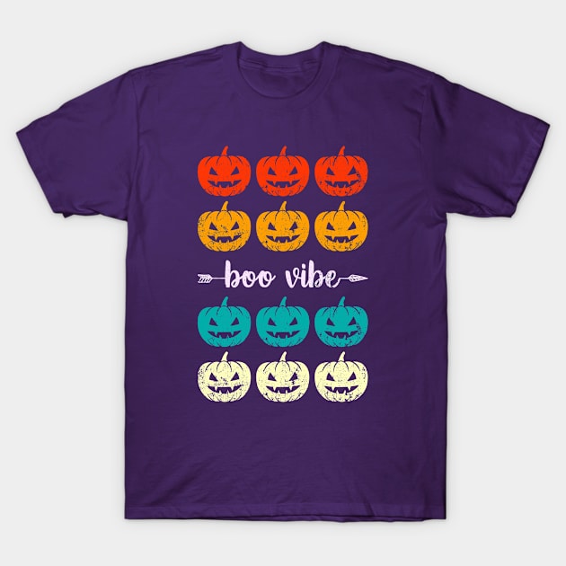 Boo Vibe, Halloween pumpkins, retro T-Shirt by Designs by Romeo